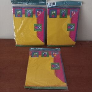 Paper Images Pink Yellow Floral Stationary Set 45 Sheets/30 Envelopes New